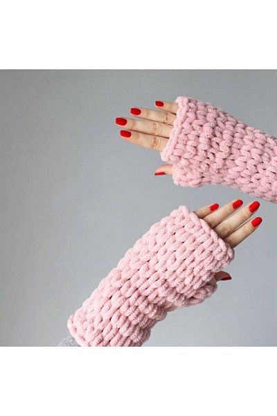 BurDen Dekoratif Ürünler & Tasarım Pink Puffy Gloves, Trend, Design, Hand Knitted, Winter Fashion, Scandinavian Style, Accessory, Fingerless