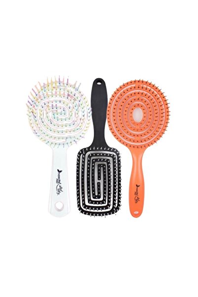 nascita Three-Dimensional Hair Brush Orange, Black and White