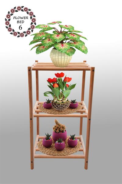 Kedigram Kedi Kulübesi Çiçek Standı 6 - Çiçeklik -saksılık- Çiçek Rafı - Balk...