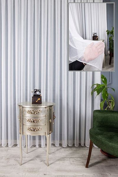 perdemony Taç Original Bamboo Tulle Curtain 300 X 260 1X2 Sparse Pleat