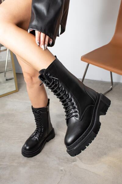 ZENNESHOES Γυναικείες μπότες με χοντρή σόλα με κορδόνια Ellen