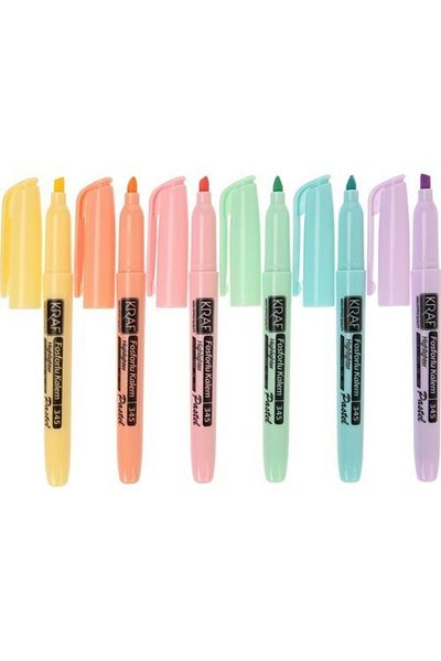 KRAF Pen Type Pastel Highlighter Marker 6 Pack