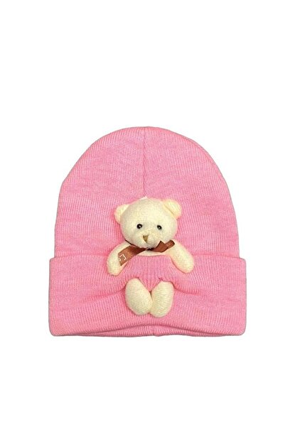 emybox Combed Cotton Colored Unisex Beret with Plush Teddy Bear