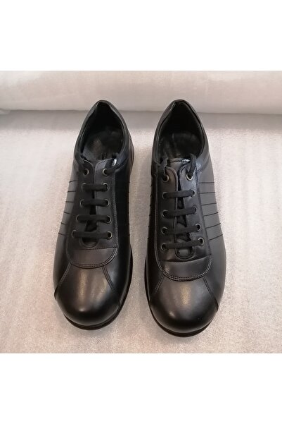 Bruno Uniseks Hakiki Deri Siyah Yuvarlak Krampon Kauçuk Kaymaz Tabanlı Bağcık...