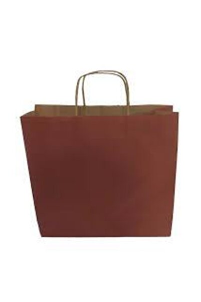 MERT AMBALAJ Geantă de hârtie de culoare țiglă Mâner îndoit mediu 26*31) (5 b...