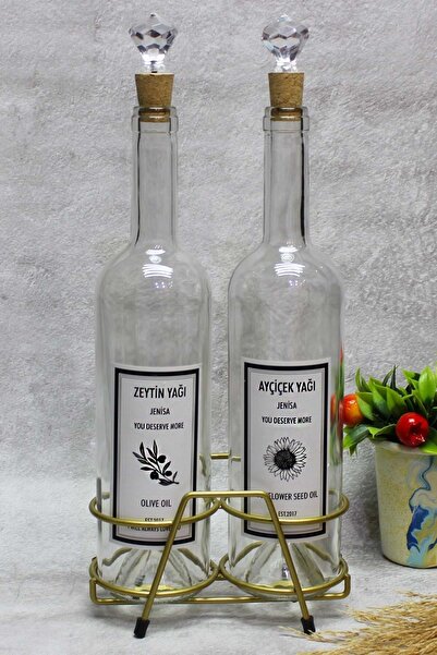 Jenisa 2 قطعة قاع شفاف حفرة 750 مل زجاجة ملصق مع سدادة الفلين الماس ماتي الذه...