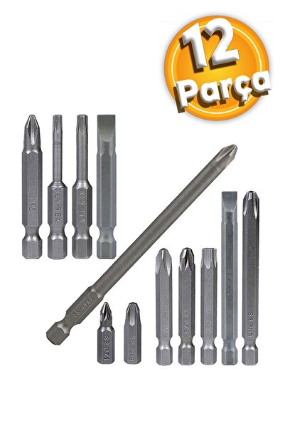 Badem10 Klytek Matkap Bits Uç Vidalama Ucu Düz Yıldız Torx Uç (12 Parça)
