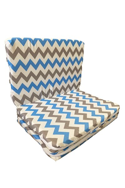 Vip Home Concept Katlanır Çocuk Yatağı Sünger Yatak Çocuk Oyun Minderi 60x120-4 Cm (mavi-gri Zikzak)