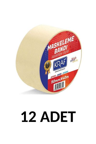 KRAF 12 Τεμάχια Ταινία Μασκαρίσματος 50 Mmx40 μέτρα Χαρτοταινία