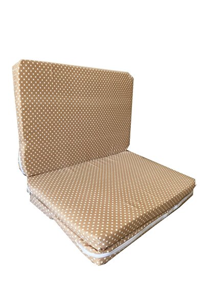 Vip Home Concept Katlanır Çocuk Yatağı Sünger Yatak Çocuk Oyun Minderi 60x120-4 cm Kahverengi Puantiyeli