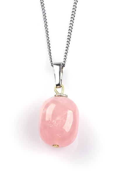 Alibaba Doğaltaş Pembe Kuvars Doğal Taş Kolye