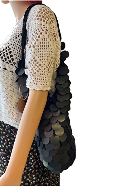 NesliButik Kadın El Yapımı Mat Pullu Gece Omuz Çantası