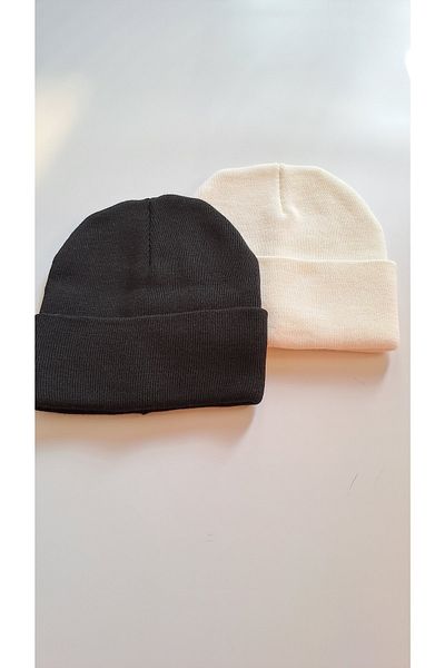 ras boutıque Black-white Unisex Basic 2-Piece Beret Set