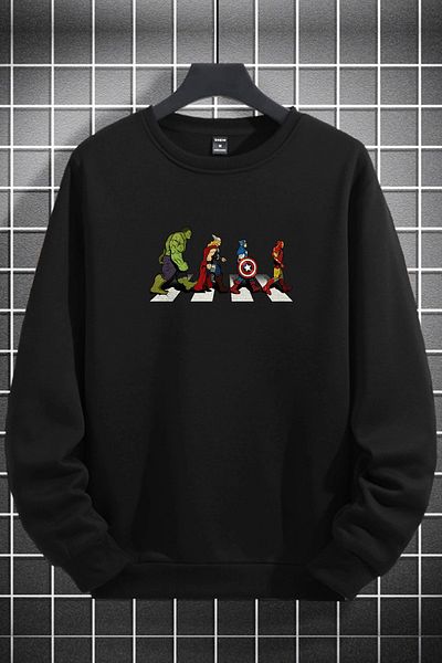 macklin Hanorac negru, unisex, femei, bărbați, cu caractere Marvel, cu imprimeu
