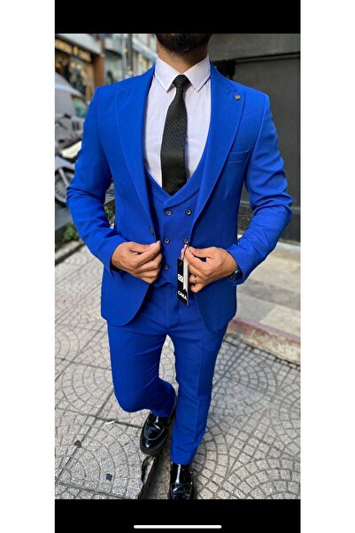 Caka Slimfit Yelekli Takım Elbise