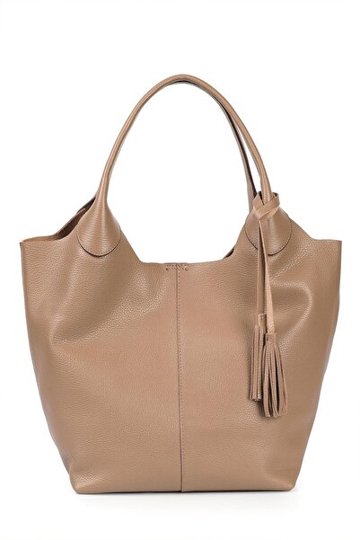 Ysmn Hakiki Deri Püskül Detaylı Kadın Omuz Çantası Yc011969drl