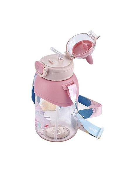 Vagonlife 650ml Cute Friends Tritan Water Bottle with Hanging Straw and Ears