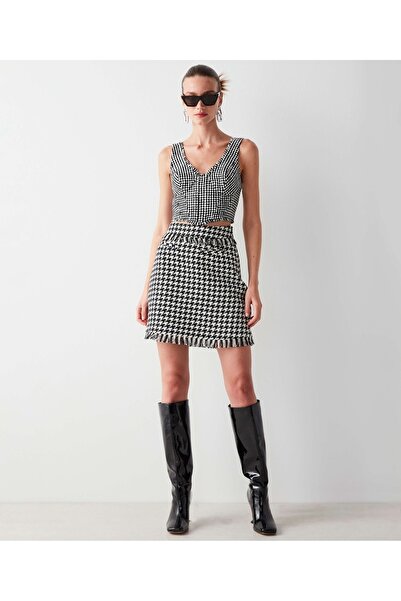 İpekyol Houndstooth Pattern Crop Blouse