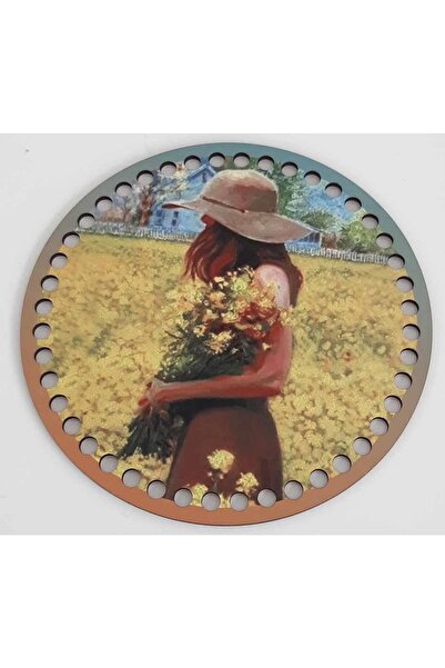 angel çanta aksesuar Placa ilustrata din lemn cu diametrul de 19 cm