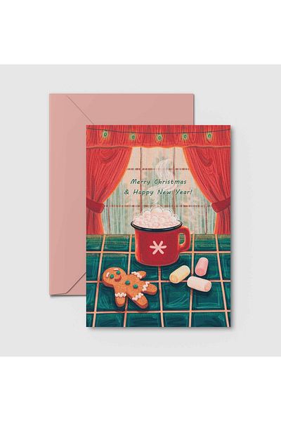 HRS Postcard - Greeting Card & Envelope New Year New Year Christmas Christmas