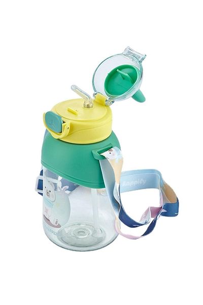 Vagonlife 650ml Cute Friends Tritan Water Bottle with Hanging Straw and Ears