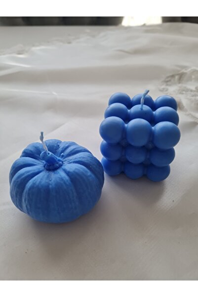 Verda Desing Kokulu Mavi Bal Kabağı Ve Bubble El Yapımı Dekoratif Tasarım Mum...