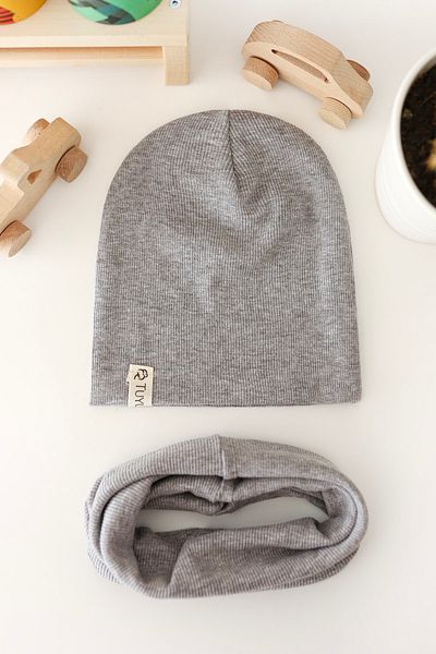 Doğan Collection Gray Ribbed Beret Neck Collar Set