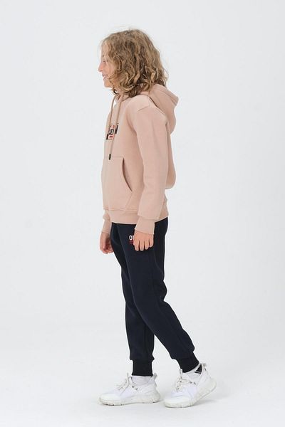 Black One Boy's Hooded Print Λεπτομερής επάνω και κάτω Cardon Cargo Pocket Παιδική φόρμα T από ύφασμα 3 κλωστών