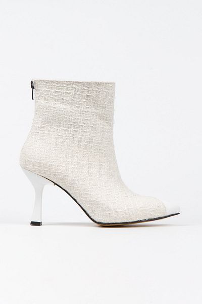 irmona Leo White Women's Boots with White Leather Back Zipper Detail on the Front
