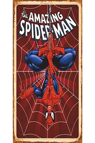 Hayat Poster Spiderman Süper Kahramanlar Mini Retro Ahşap Poster