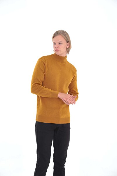 KMKkombin Мъжки трикотажен пуловер с висока яка