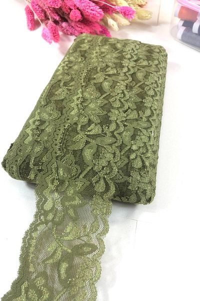 Hobigram Green Lycra Lace Decoration Lace 5 Meters – Decorative Ribbon, Stylish Design, Women's Accessory – Deko