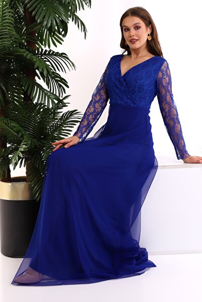 Fasmia Tül Kayık Yaka Kiloş Elbise F115