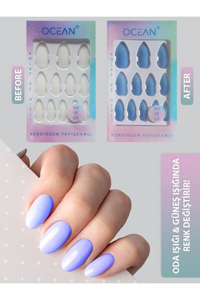 Ocean Takma Tırnak Renk Değiştiren Tak ve Çık Kendinden Yapışkanlı - 866