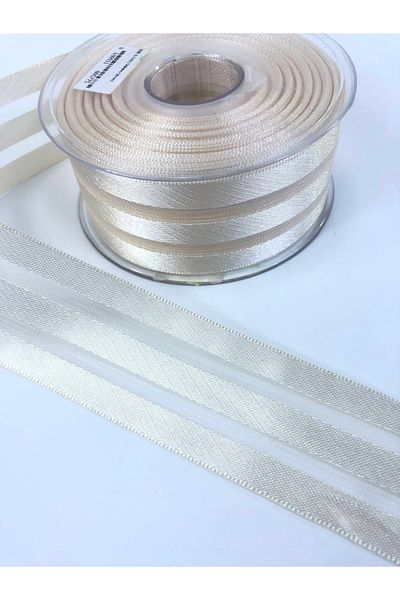 Bontex Cream Three Line Satin Decoration Ribbon 1m – Ribbon – Ribbon