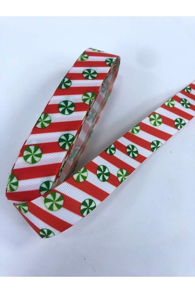 Bontex Hair Clip Making Red and White Nap Patterned New Year's Ribbon – Ribbon – Ribbon