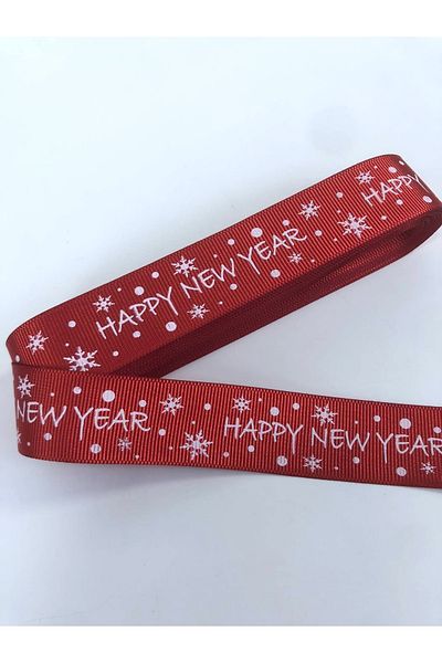 Bontex Gift Packaging Red Happy New Year Written New Year Ribbon – Ribbon – Ribbon