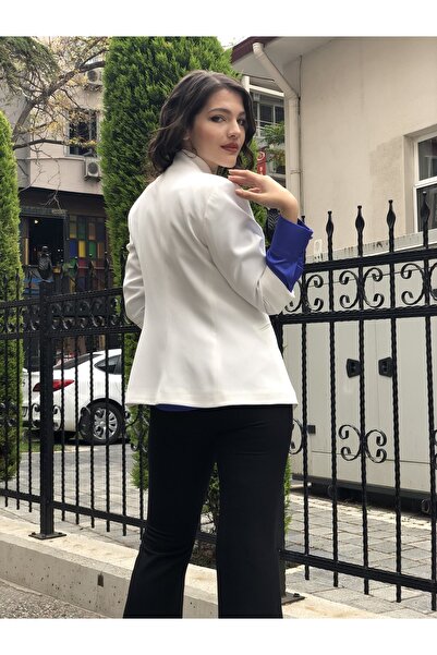 AYHAN Women's Bronze Detailed Three-Quarter Sleeve, Blazer Jacket