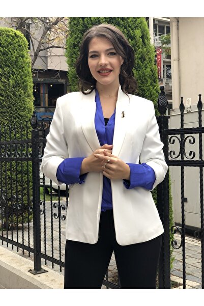 AYHAN Women's Bronze Detailed Three-Quarter Sleeve, Blazer Jacket