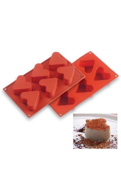 Getshopmini قالب سيليكون للكيك والشوكولاتة 6 قطع على شكل قلب GT123