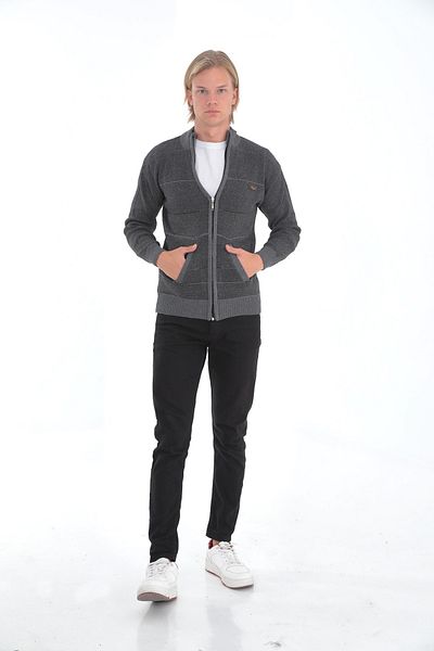 KMKkombin Attal Baba Super Battal Knitwear Zippered Knitted Cardigan & Sweater