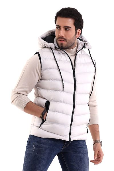 Everest Men's Gel Filling Removable Zippered Hooded Inflatable Vest