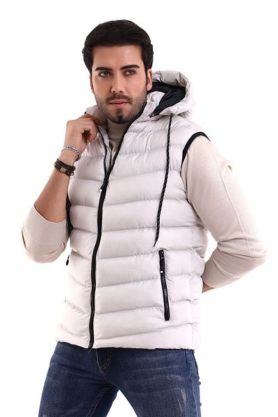 Everest Men's Gel Filling Removable Zippered Hooded Inflatable Vest