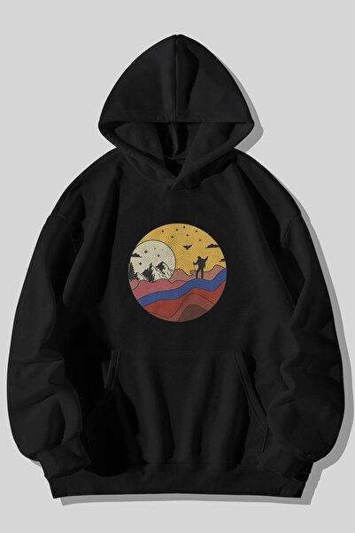 Harmandar Φούτερ με κουκούλα με κουκούλα Desert Traveler Printed Unisex Μαύρο...