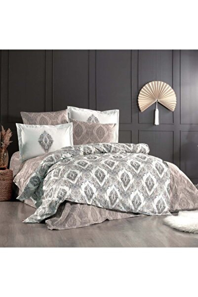 Hobby home collection Hobby Çift Kiş. Poplin Nevresim Takımı - Retro Kahve