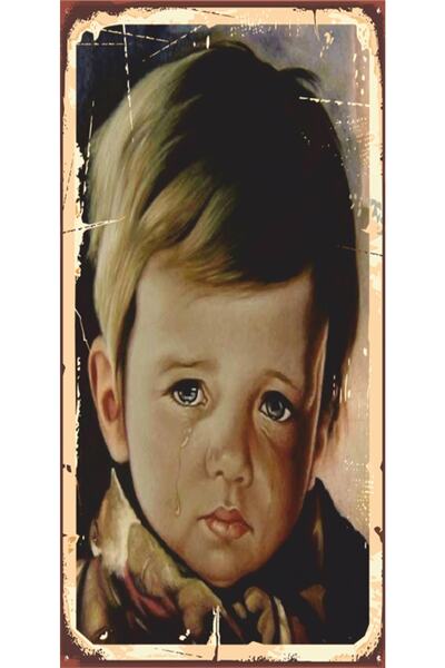 Hayat Poster Ağlayan Çocuk Tablosu Mini Ahşap Poster