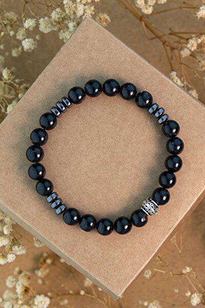 ByKolyeucum 8 Mm Küre Kesim Siyah Turmalin Taşı Doğal Taş Bileklik