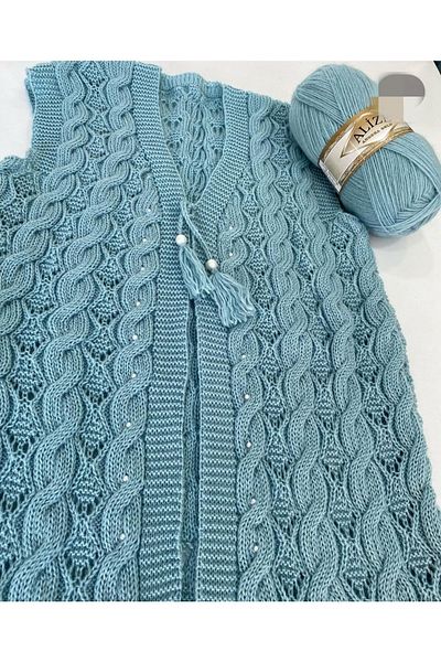 Ebrar Çeyiz Vestă tricotată la mașină specială Alize Angora
