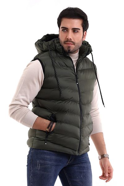 Everest Men's Gel Filling Removable Zippered Hooded Inflatable Vest