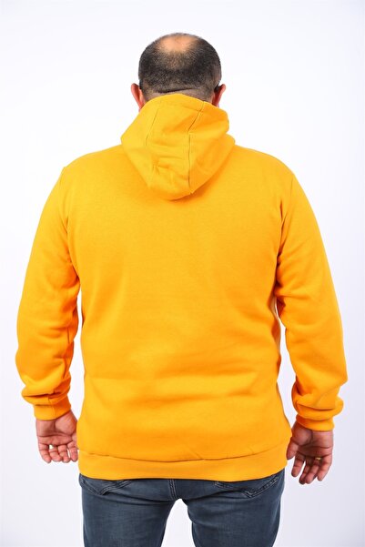 Starbattal Plus Size Men's Basic Sweat Hooded 11700-mustard